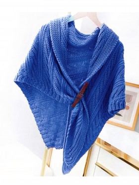 Knitted Cape w/ Buckle Detailing